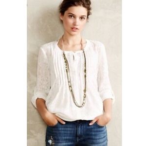 Anthropologie Meadow Rue Sheer Cream Blouse EUC